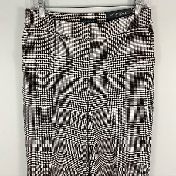 CYNTHIA ROWLEY Houndstooth High Rise Straight Leg Trouser Pants 8, 12 - Picture 5 of 16